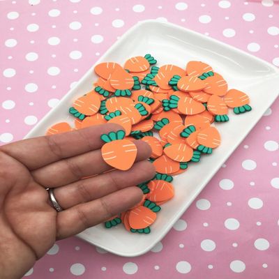 10 Large Jumbo Carrot Cabochons, Thin Cut Polymer Cane Slices, Vegetable-Themed Craft Embellishments
