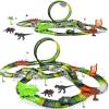 Dinosaur Toys for Kids 3-5, 286 Pcs Create A Dinosaur Toys Race Car for Toddlers, Flexible Track Playset with 2 Dinosaur Cars, Dinosaur Party Favors for 3 4 5 6 Year Old Boys Birthday Gift view 1