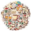 100Pcs Cartoon Coffee Stickers, Waterproof Coffee Sticker for Water Bottle Laptop Phone Cases Planner Skateboard Luggage Helmet Party Favor Decor, Ideal for Adults Teens Teacher Rewards C2C8K- view 1