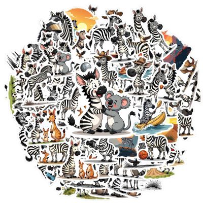 100Pcs Cartoon Zebra Stickers, Waterproof Zebra Sticker for Water Bottle Laptop Phone Cases Planner Skateboard Luggage Helmet Party Favor Decor, Ideal for Adults Teens Teacher Rewards C2E6W-