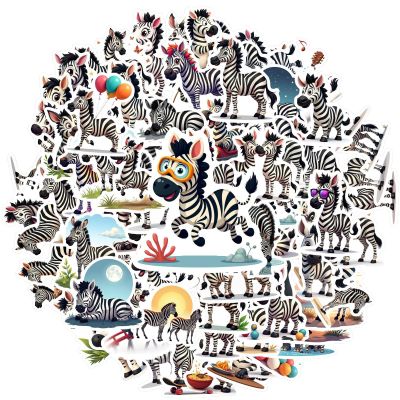 100Pcs Cartoon Zebra Stickers, Waterproof Zebra Sticker for Water Bottle Laptop Phone Cases Planner Skateboard Luggage Helmet Party Favor Decor, Ideal for Adults Teens Teacher Rewards C2E6Q-