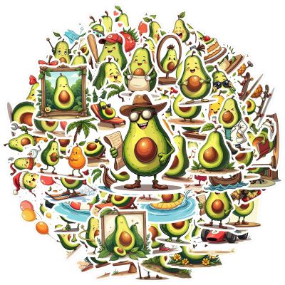 100Pcs Cartoon Avocado Stickers, Waterproof Avocado Sticker for Water Bottle Laptop Phone Cases Planner Skateboard Luggage Helmet Party Favor Decor, Ideal for Adults Teens Teacher Rewards C2E7F-