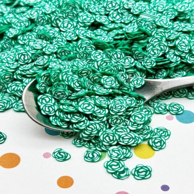 Teal Green Rose Polymer Clay Sprinkles, Fake Fimo Sprinkle Mix, Resin Embellishments, Decoden Funfetti, Easter Crafts (Container)