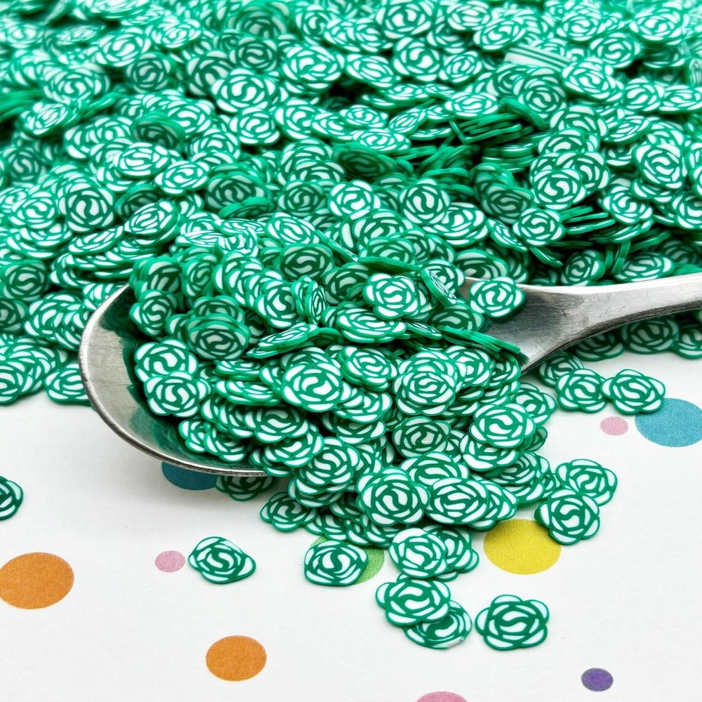 Teal Green Rose Polymer Clay Sprinkles, Fake Fimo Sprinkle Mix, Resin Embellishments, Decoden Funfetti, Easter Crafts (Container)