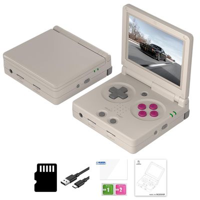 RG35XXSP Portable Flip Retro Handheld Game Console Linux System 3.5 '' IPS Screen Built-in 64G TF Card Pre-Installed 5532 Games RG35XX SP Clamshell Games Consoles Supports 5G WiFi Bluetooth HDMI Grey