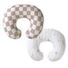 2-Pack Nursing Pillow Covers,Ultra-Soft Stretchy Breastfeeding Pillowcase for Baby Boys Girls, Fits 22.5"x18" Pillows,Removable Feeding Pillow Slipcovers for Newborn(Baseball & Brown Checkered) view 1