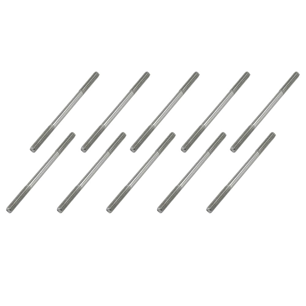 10PCS RC Toy Pushrod Connector Double End Threaded Rod Stainless Steel Rod Linkage for RC Airplane Helicopter Car Boat DIY Model Toy Parts (M3X50mm)