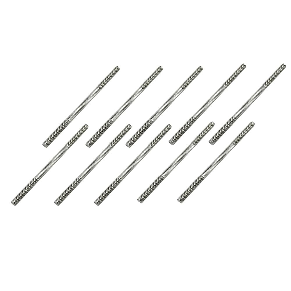 10PCS RC Toy Pushrod Connector Double End Threaded Rod Stainless Steel Rod Linkage for RC Airplane Helicopter Car Boat DIY Model Toy Parts (M2.5X50mm)