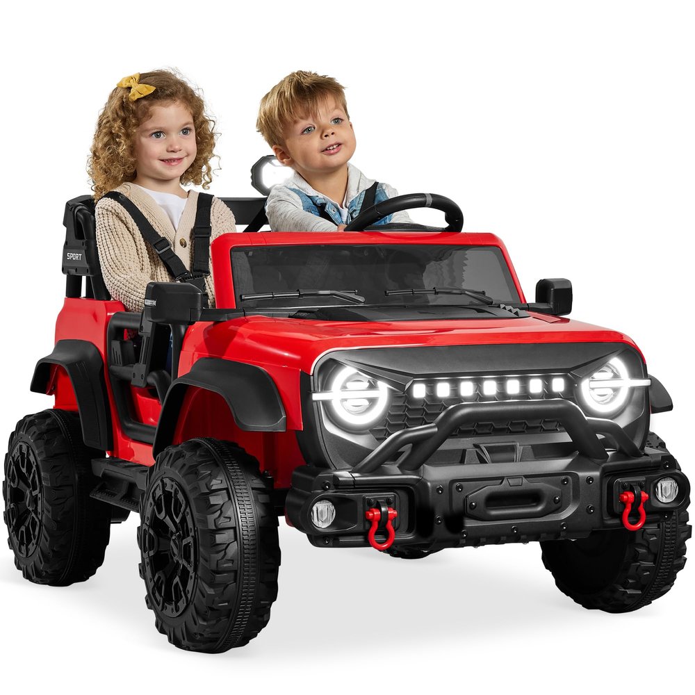 Best Choice Products Kids 24V 2-Seater Electric Ride On Car Truck w/ 132lb Weight Capacity, Parent Control, Bluetooth, LED Lights - Red