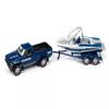 1/64 Johnny Lightning 1985 SR-5 Pickup with Speed Boat Trailer (Blue) Diecast Models - JLSP399 view 1