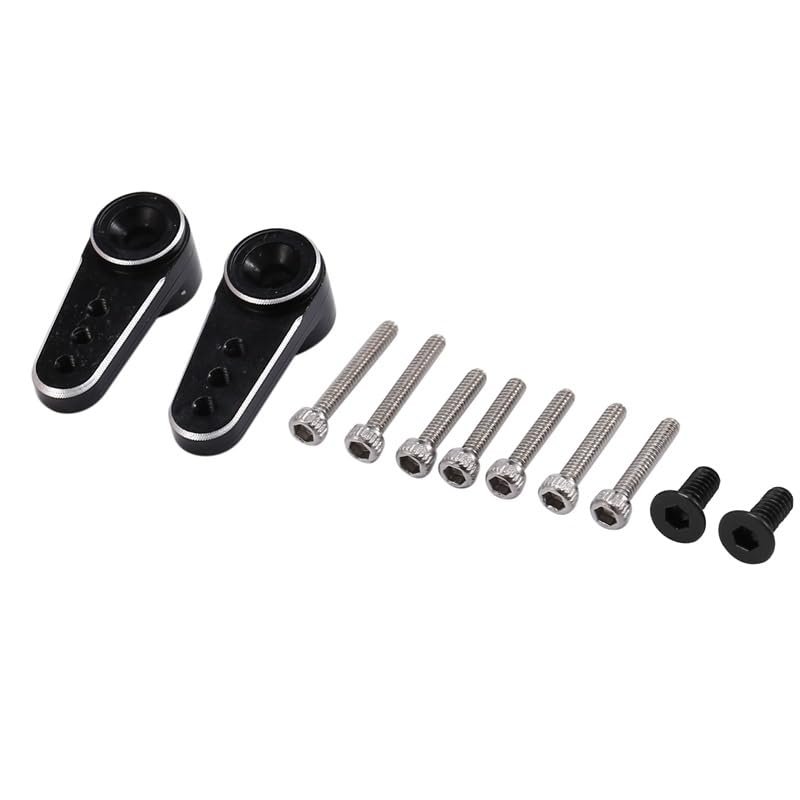 2Pcs Metal 15T Servo Arm Servo Horn Fit EMAX ES08MA Servo for Axial SCX24 1/24 RC Crawler Car Upgrade Parts(Black)