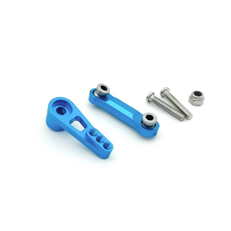 Alloy Steering Servo Tie Rod & Servo Arm for Rc Hobby Model Car 1/18 Wltoys A959 A969 A979 K929 Metal Upgrade Spare Parts(Blue)