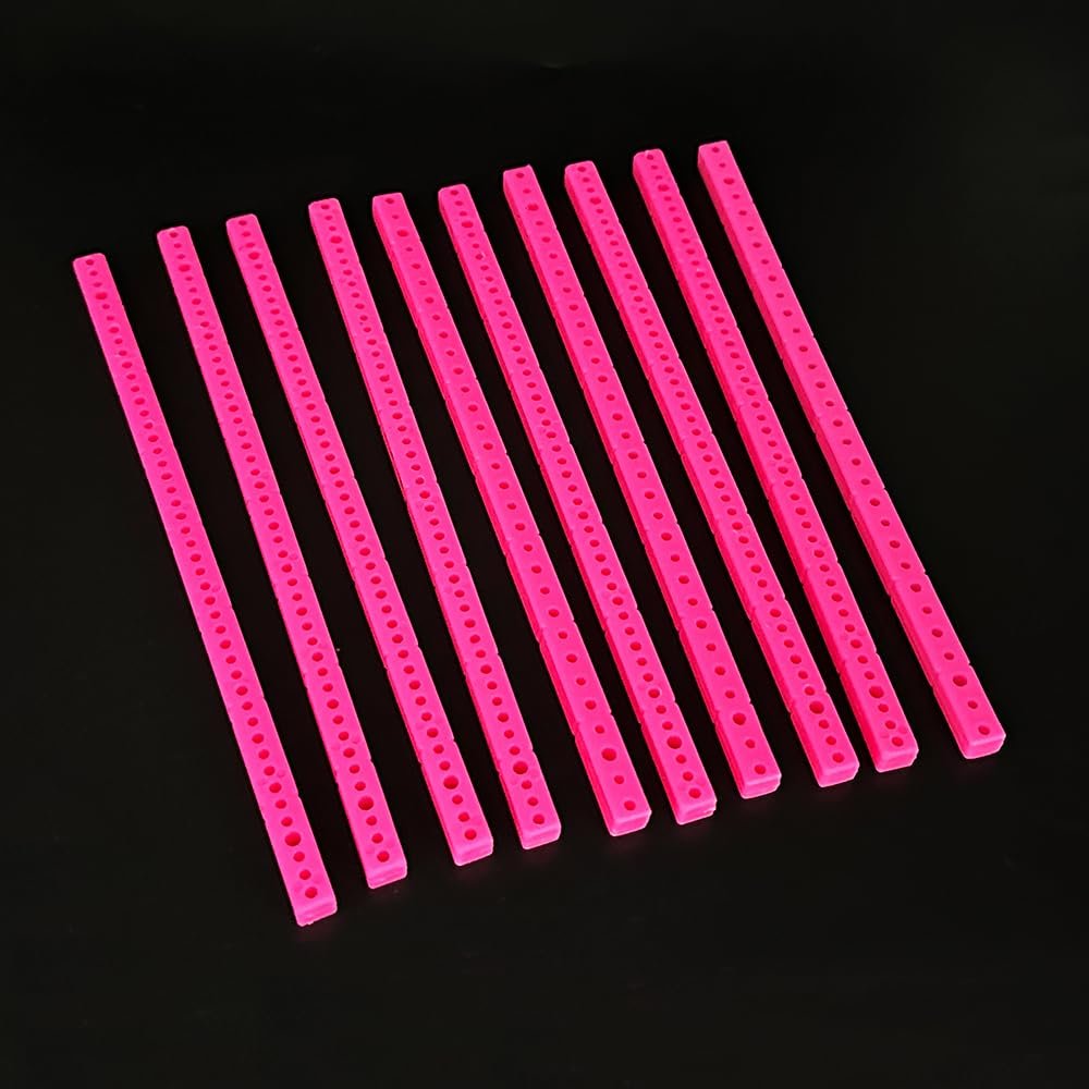 10PCS Plastic Gear Rack Gear RC Toy Connecting Rod for RC Car Truck DIY Model Toy Building Part Pinion Transmission Drive Set (Pink, 7x7x153mm)