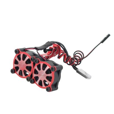 RC Car Repair Kit for Tamiya for SCX10 for Traxxas for TRX4 for Wltoys 36mm Motor Dual Cooling Fan Heat Sink Temperature Control Heatsink RC Car Accessories(Red)