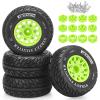 12mm/14mm/17mm Hex RC Wheels and Tires RC Truck Tires 1/10 Scale Tyres Hex Detachable Replacement for Arrma Senton Slash Axial Redcat Rc4wd Fury (Green C) view 1