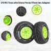 12mm/14mm/17mm Hex RC Wheels and Tires RC Truck Tires 1/10 Scale Tyres Hex Detachable Replacement for Arrma Senton Slash Axial Redcat Rc4wd Fury (Green C) view 3
