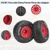 12mm/14mm/17mm Hex RC Wheels and Tires RC Truck Tires 1/10 Scale Tyres Hex Detachable Replacement for Arrma Senton Slash Axial Redcat Rc4wd Fury (Red C) view 3