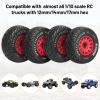 12mm/14mm/17mm Hex RC Wheels and Tires RC Truck Tires 1/10 Scale Tyres Hex Detachable Replacement for Arrma Senton Slash Axial Redcat Rc4wd Fury (Red C) view 4