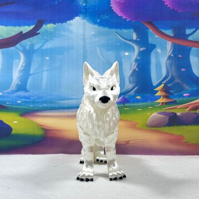 3D Printed Wolf, Articulated Wild Animal Wolf Fidget Toy, 1pc Dual Color Wolf Toy, Fidget ADHD AutismToy, Stress Relief, Executive Desk Toy IHWW001 (White)