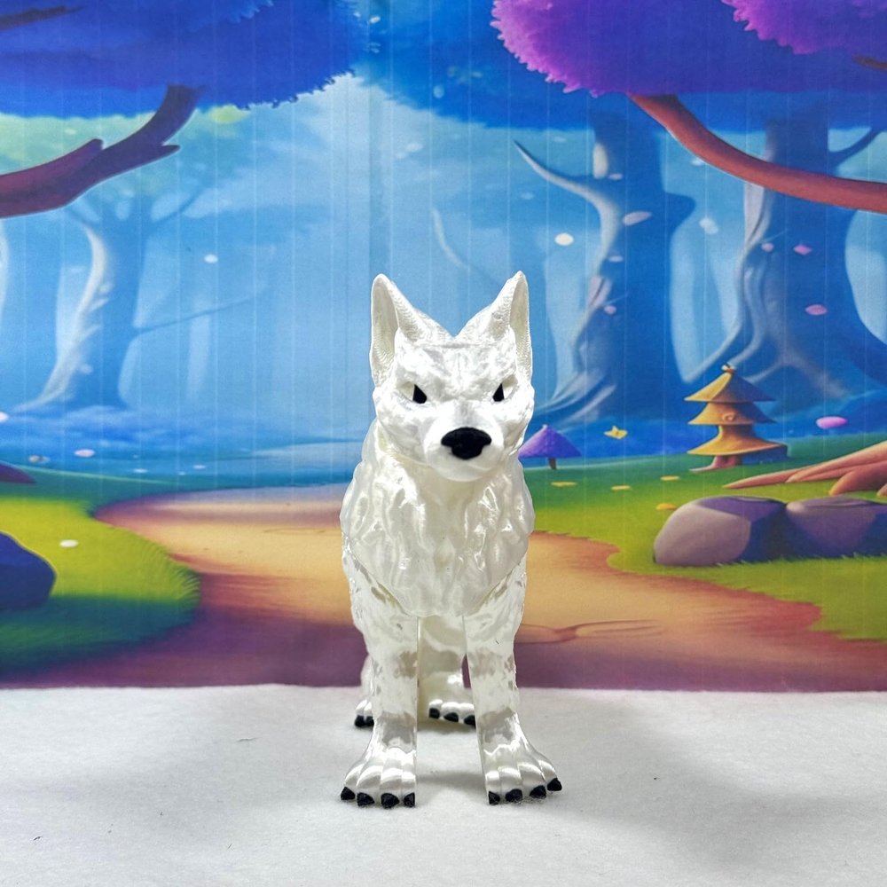 3D Printed Wolf, Articulated Wild Animal Wolf Fidget Toy, 1pc Dual Color Wolf Toy, Fidget ADHD AutismToy, Stress Relief, Executive Desk Toy IHWW001 (White)