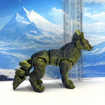 3D Printed Wolf, Articulated Wild Animal Wolf Fidget Toy, 1pc Dual Color Wolf Toy, Fidget ADHD AutismToy, Stress Relief, Executive Desk Toy IHWW001 (Black & Gold)