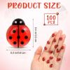 100 PCS Mini Resin Ladybugs, Miniature Ladybugs Figurines, Tiny Resin Ladybug Animals for Dollhouse, Cake Decorations, Fairy Garden Landscape, DIY Craft view 2