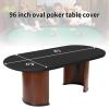 MUTUSHI Oval Poker Table Dust Cover Card Table Cover with Form-Fitting Elastic and Buckle Waterproof Oxford Fabric 96" L x 44" W Black view 2