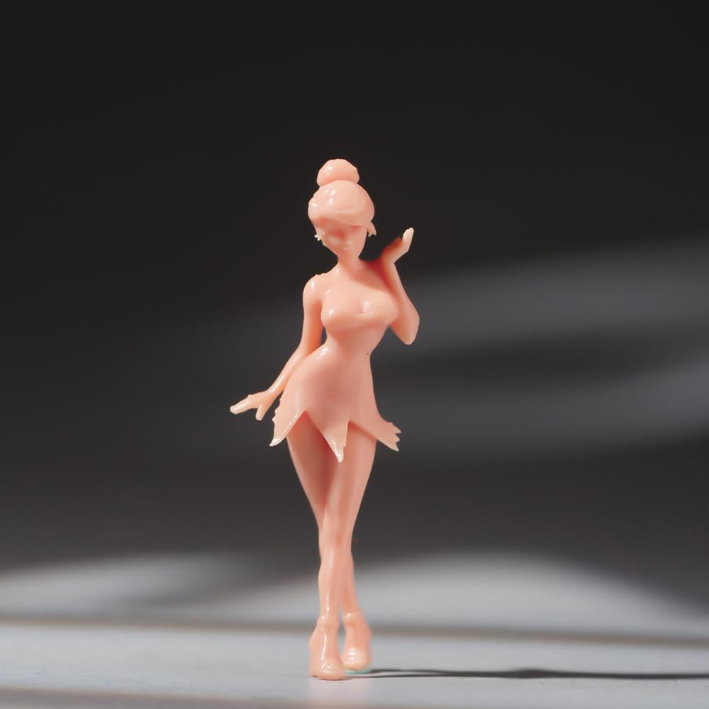Elf Girl Figure with Smiling Face in Enchanting Green Dress, 1/18 to 1/87 Scale Miniature Fairy Girl Toy Figurine, Perfect Collectible Figure Doll for Fantasy Collectors & Dioramas (1/64 unpainted)