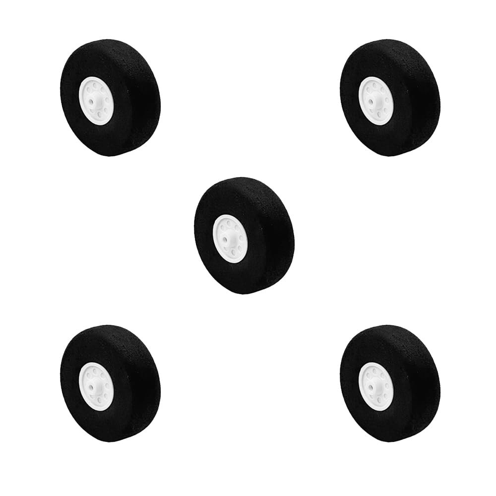 5PCS RC Plane Wheels Light Foam Tire Wheels for RC Plane Helicopter Aircraft DIY Model Plane Wheel Replacment Parts (1.75 Inch)