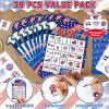 39Pcs 4th of July Bingo Game for Adults Kids 24 Players Eagle Shape Bingo Game Cards with Reward Stickers for Family Friend Student Large Group Activities Independence Day Patriotic Party Favors view 4