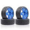 100mm 1/8 RC On-Road tire and Hard wheels Rim set 17mm Hex For 1/7 1/8 RC Rally Drift Car HPI VRX WR8 HSP Hobao Kyosho ARRMA Redcat Losi KM C3 Pegasus Mustang CNE Racing Car W50 (blue) view 1