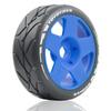 100mm 1/8 RC On-Road tire and Hard wheels Rim set 17mm Hex For 1/7 1/8 RC Rally Drift Car HPI VRX WR8 HSP Hobao Kyosho ARRMA Redcat Losi KM C3 Pegasus Mustang CNE Racing Car W50 (blue) view 3