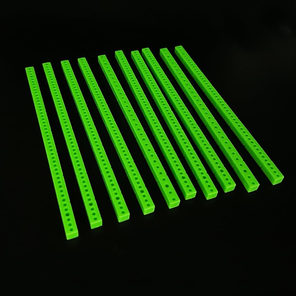 10PCS Plastic Gear Rack Gear RC Toy Connecting Rod for RC Car Truck DIY Model Toy Building Part Pinion Transmission Drive Set (Green, 7x7x153mm)