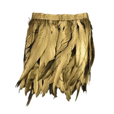 2-meter colorful rooster tail feather decoration ribbon tape, black pheasant feather handicraft party decoration(Spray Gold,30-35CM 12-14inch)