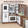 INFANS Corner Kids Kitchen Playset, Ultimate Wooden Pretend Cooking Toy Set with Real Running Water Circulation Light Sound Stove Storage Cabinet, Simulation Play Kitchen Gift for Girls Boys view 2