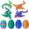 3D Printed Dragon Eggs with Dragon Inside, Easter Mystery Dragon Egg Articulated Crystal Dragon Fidget Toy, Surprise 3D Printed Dragon Egg with Wings Flying Animals Toy Easter Basket Stuffers 4PCS(A) view 2
