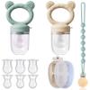 4 Pack Stylish Anti-Drop Baby Fruit Feeder & Breastmilk Popsicle Molds for Teething with Lids, The Perfect Food Feeder, Teether Pacifier, Easy-to-Clean Silicone Feeder Teethers, Extra Silicone Clips view 1