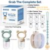 4 Pack Stylish Anti-Drop Baby Fruit Feeder & Breastmilk Popsicle Molds for Teething with Lids, The Perfect Food Feeder, Teether Pacifier, Easy-to-Clean Silicone Feeder Teethers, Extra Silicone Clips view 4