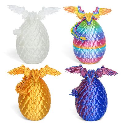 3D Printed Dragon Eggs with Dragon Inside, Easter Mystery Dragon Egg Articulated Crystal Dragon Fidget Toy, Surprise 3D Printed Dragon Egg with Wings Flying Animals Toy Easter Basket Stuffers 4PCS(C)