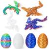 3D Printed Dragon Eggs with Dragon Inside, Easter Mystery Dragon Egg Articulated Crystal Dragon Fidget Toy, Surprise 3D Printed Dragon Egg with Wings Flying Animals Toy Easter Basket Stuffers 4PCS(C) view 2