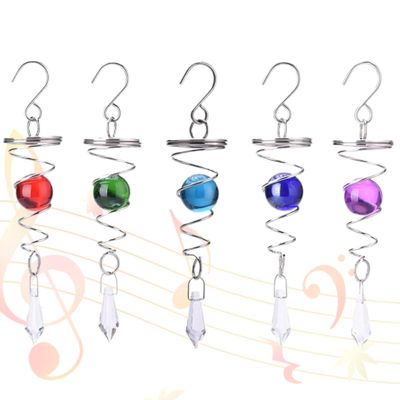 5 Pcs Wind Spinners Stainless Steel Wind Spinner Tail Gazing Ball Spiral Tail Wind Spinners with Hanging Swivel Hook to Stress Relief for Indoor Outdoor Decoration or Gift