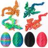 3D Printed Dragon Eggs with Dragon Inside, Easter Mystery Dragon Egg Articulated Crystal Dragon Fidget Toy, Surprise 3D Printed Dragon Egg with Wings Flying Animals Toy Easter Basket Stuffers 4PCS(B) view 2