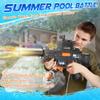 2 Pack Electric Water Guns for Adults & Kids, Automatic Squirt Guns with 32Ft Long Range, 300 Water Shots, LED Light, Summer Outdoor Swimming Pool Water Toys, Gray and Blue view 4