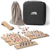 AEEMISEI 6-8 Players Rummy Cube Game with 8 Wooden Card Stands, 214 Colorful Rummy Cards, Exquisite Portable Box and Velvet Bag, Suitable for Family Gatherings and Travel Game Sets view 1