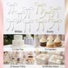 10PCS White Pearl Bow Cake Toppers - Food Safe Artificial Pearl Cupcake Toppers, Reusable Flower Wrapping Decorations for Birthday Wedding Baby Shower Holiday Party Dessert Table Fruit Platter Decor view 3