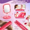 TUZT Hair Salon Toys for Girls, Little Stylist Deluxe Carry Case Play Set with Real Function Lights & Sounds, Electric Makeup Mirror, Flat Iron and Hairdryer, Birthday Gifts for Kids Girls 3 4 5 6+ view 4