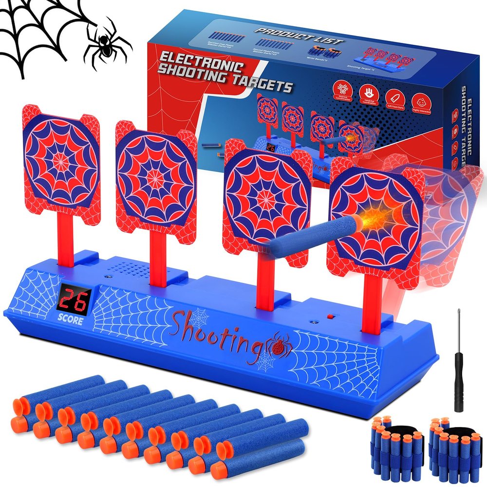 Aooess Spider Shooting Targets Toy for 3-12 Year Old Boys: Electronic Scoring Shooting Target Set for Kids with 20 Foam Dart, Spider Toys for Boys 4-6, Shooting Game for Kids Ages 3+