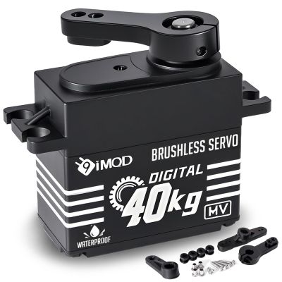 1/10 RC Crawler Servo 40KG Brushless High Torque Servo 8.4V HV Metal Gear Digital Waterproof Servo for 1/8 1/10 1/12 Scale RC Crawler Truck Cars Buggy Robotic, 180 Degree RC Steering Servo