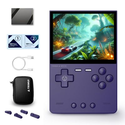 Trimui Brick Retro Handheld Gaming Console - 3.2-Inch HD IPS Screen, Portable Open-Source Design, Allwinner A133P Chip, Supports Up to 1TB Expansion - Classic Nostalgic Game Console (Purple-64GB)