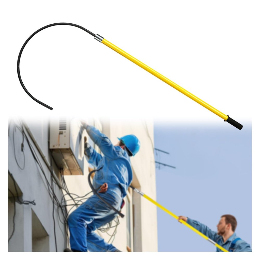 High Voltage Insulated Rescue Hook Yellow Insulated Rescue Hook Electrical Safety Pole, High Voltage Lifeguard Rescue Pull Bar 20 Inches Opening, Commercial Public Emergency Protective Equipment Loads
